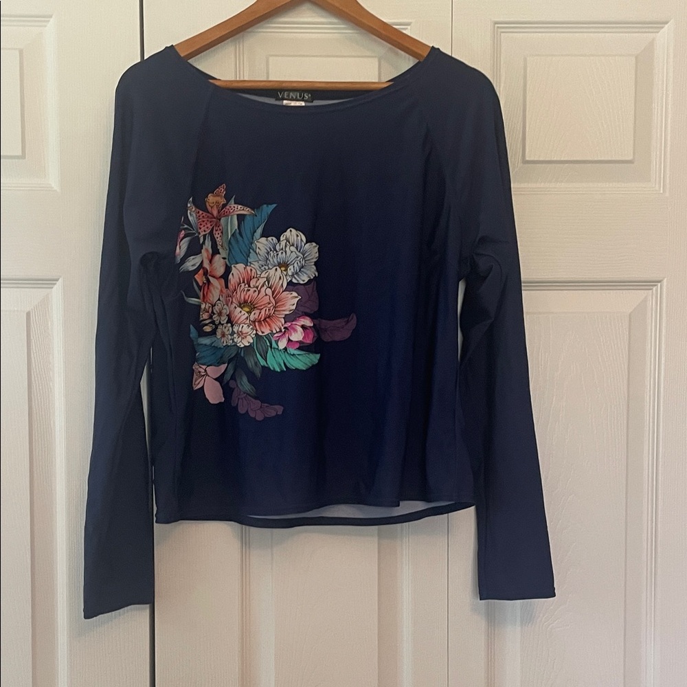 VENUS Dark Blue Floral Blouse